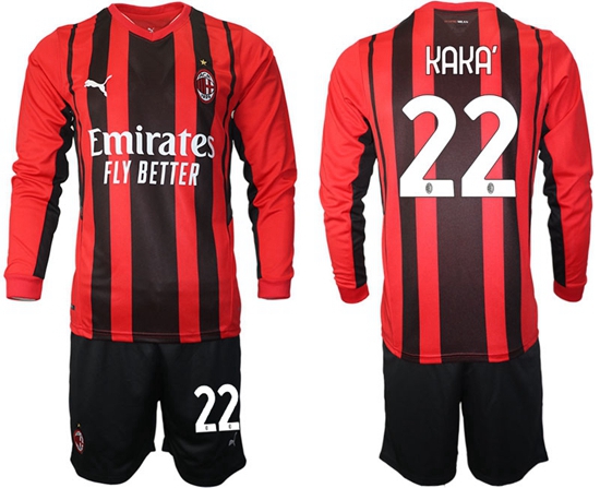 Men AC Milan Long Sleeve Soccer Jerseys 505