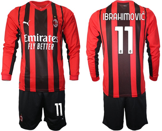 Men AC Milan Long Sleeve Soccer Jerseys 508