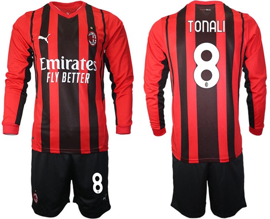 Men AC Milan Long Sleeve Soccer Jerseys 510