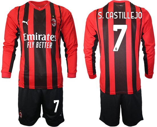 Men AC Milan Long Sleeve Soccer Jerseys 512