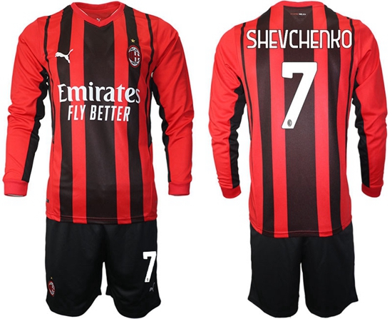 Men AC Milan Long Sleeve Soccer Jerseys 511