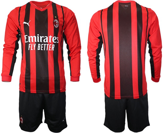 Men AC Milan Long Sleeve Soccer Jerseys 514