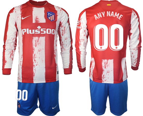 Men Atletico de Madrid Long Sleeve Soccer Jerseys 506 Customized