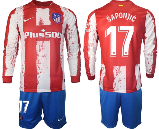 Men Atletico de Madrid Long Sleeve Soccer Jerseys 511
