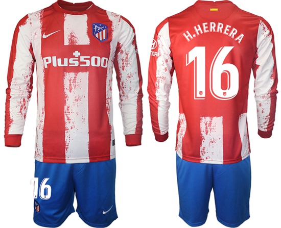 Men Atletico de Madrid Long Sleeve Soccer Jerseys 512