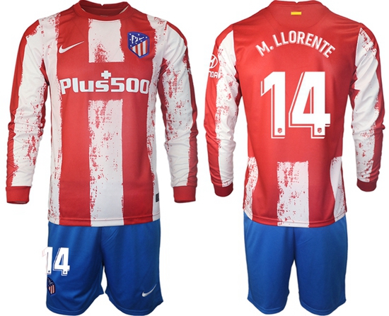 Men Atletico de Madrid Long Sleeve Soccer Jerseys 514