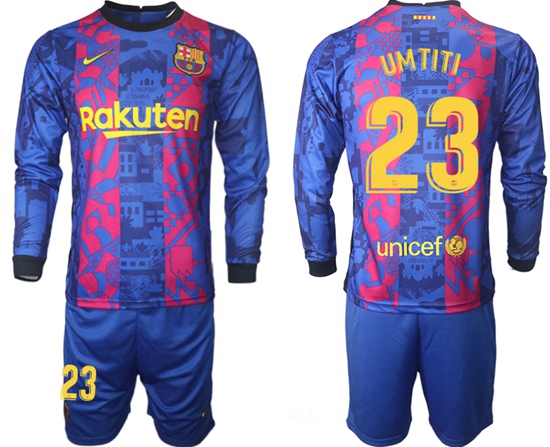 Men Barcelona Long Sleeve Soccer Jerseys 501