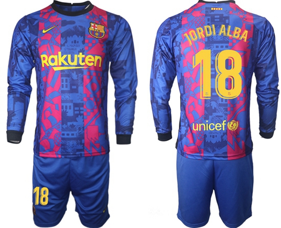 Men Barcelona Long Sleeve Soccer Jerseys 506