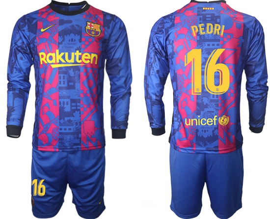 Men Barcelona Long Sleeve Soccer Jerseys 507