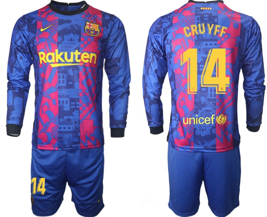 Men Barcelona Long Sleeve Soccer Jerseys 508