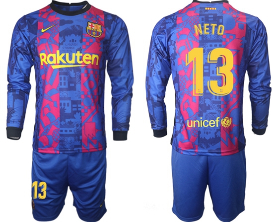 Men Barcelona Long Sleeve Soccer Jerseys 510
