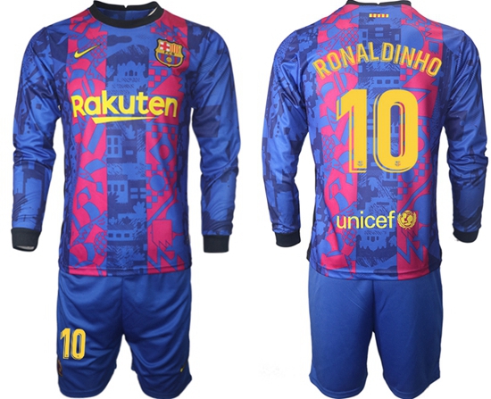 Men Barcelona Long Sleeve Soccer Jerseys 512