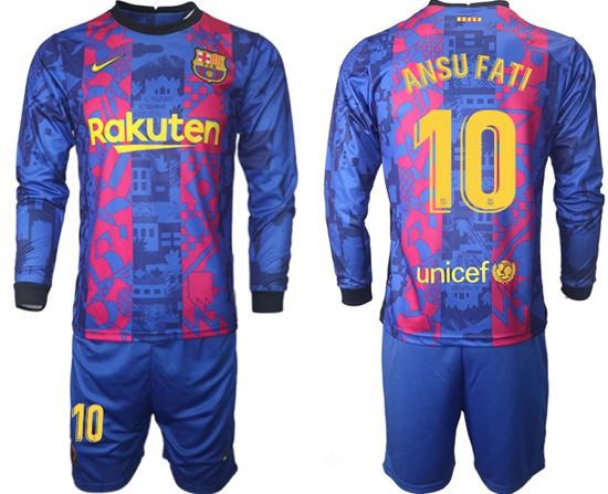 Men Barcelona Long Sleeve Soccer Jerseys 514