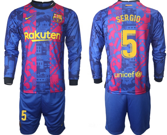 Men Barcelona Long Sleeve Soccer Jerseys 519