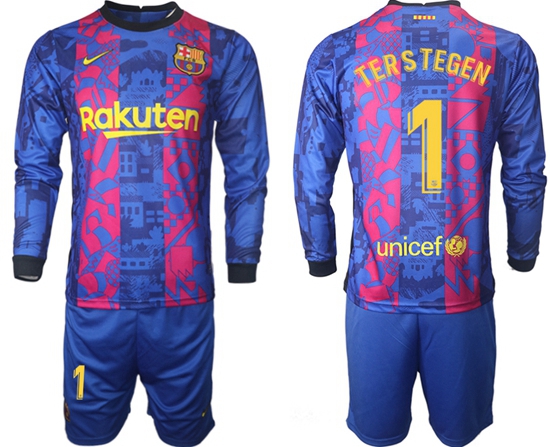Men Barcelona Long Sleeve Soccer Jerseys 522