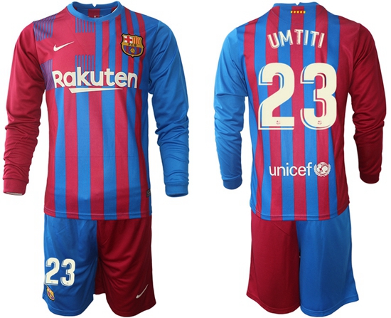 Men Barcelona Long Sleeve Soccer Jerseys 562