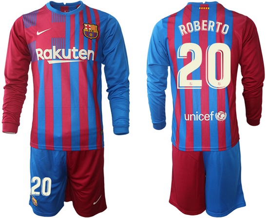 Men Barcelona Long Sleeve Soccer Jerseys 565