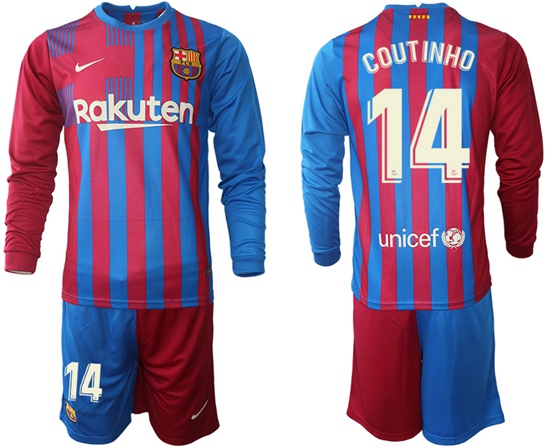 Men Barcelona Long Sleeve Soccer Jerseys 571