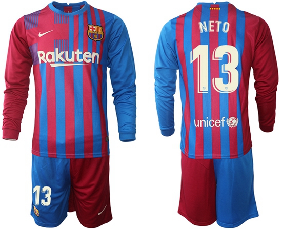 Men Barcelona Long Sleeve Soccer Jerseys 572
