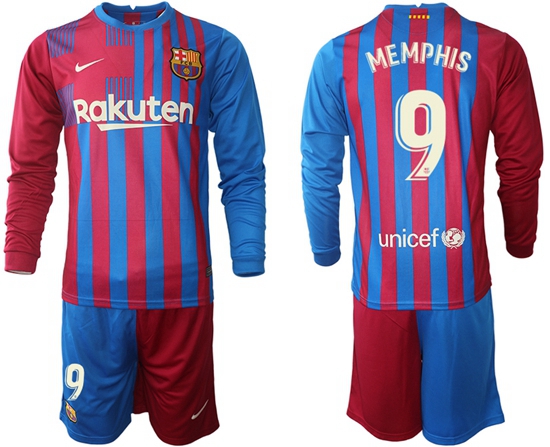Men Barcelona Long Sleeve Soccer Jerseys 578