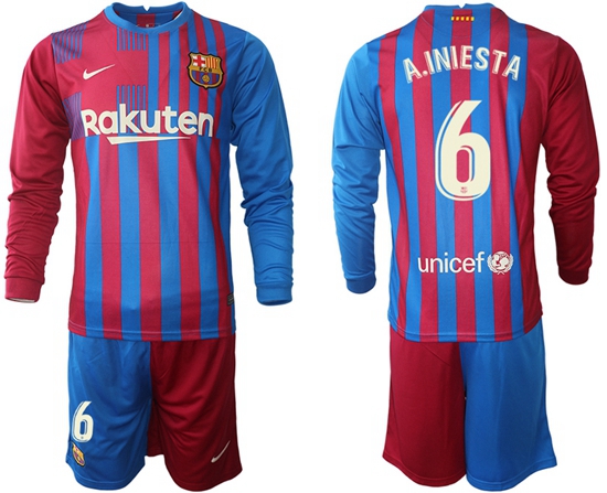 Men Barcelona Long Sleeve Soccer Jerseys 582