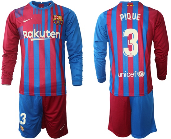 Men Barcelona Long Sleeve Soccer Jerseys 584