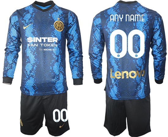 Men Inter Milan Long Sleeve Soccer Jerseys 500 Customized
