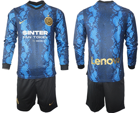 Men Inter Milan Long Sleeve Soccer Jerseys 520