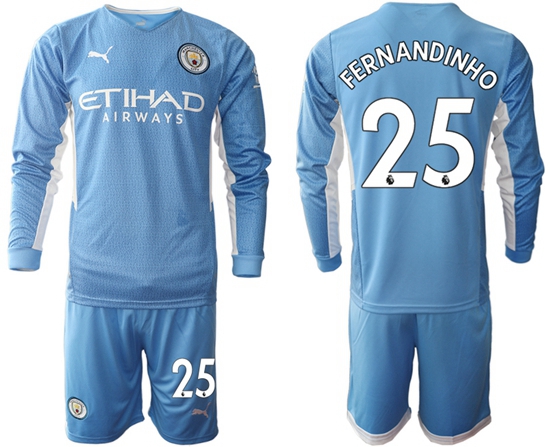 Men Manchester City Long Sleeve Soccer Jerseys 503