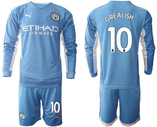 Men Manchester City Long Sleeve Soccer Jerseys 511