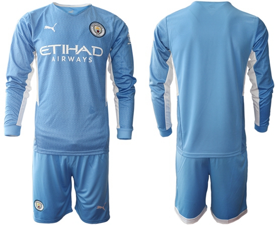 Men Manchester City Long Sleeve Soccer Jerseys 519