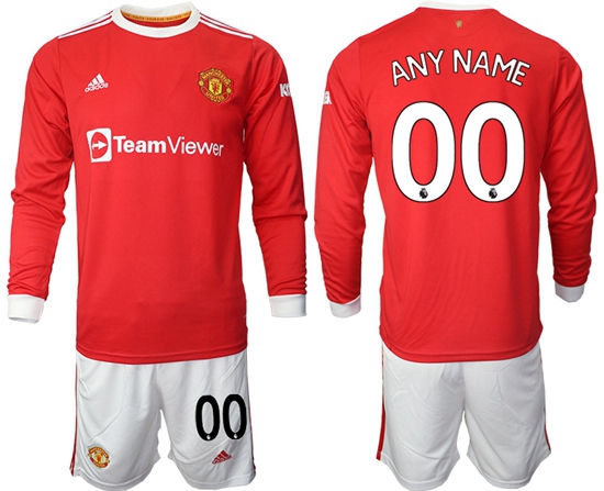 Men Manchester United Long Sleeve Soccer Jerseys 509 Customized