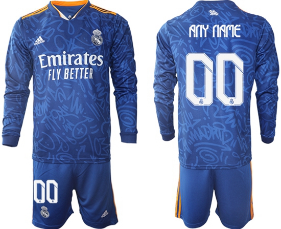 Men Real Madrid Long Sleeve Soccer Jerseys 519 Customized