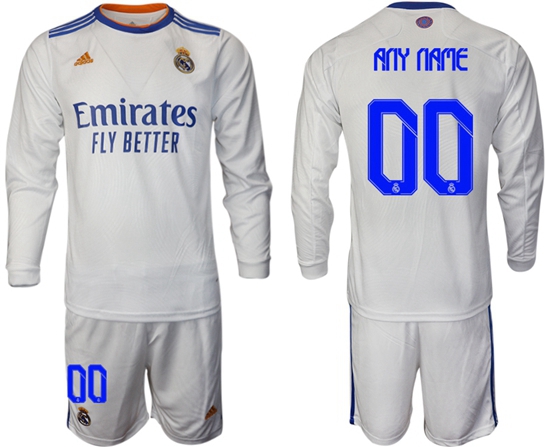 Men Real Madrid Long Sleeve Soccer Jerseys 556 Customized