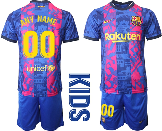 Kids Barcelona Soccer Jerseys 001 Customized