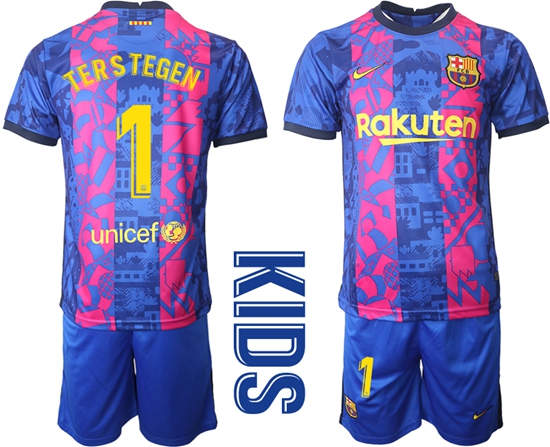 Kids Barcelona Soccer Jerseys 014