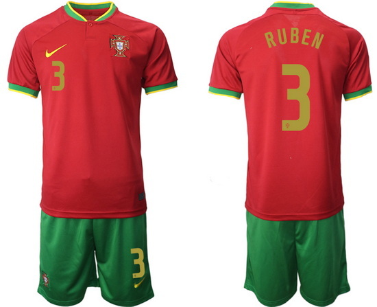 Portugal 2022 World Cup Soccer Jersey #3 RUBEN RED