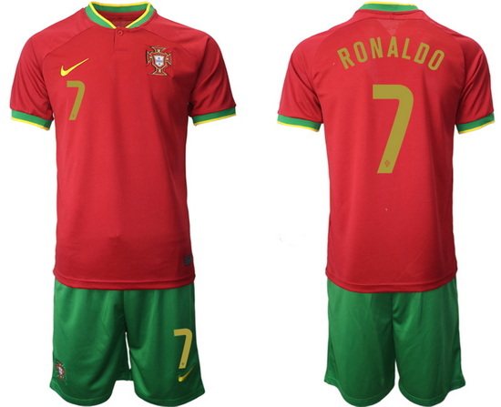 Portugal 2022 World Cup Soccer Jersey #7 Cristiano Ronaldo Red