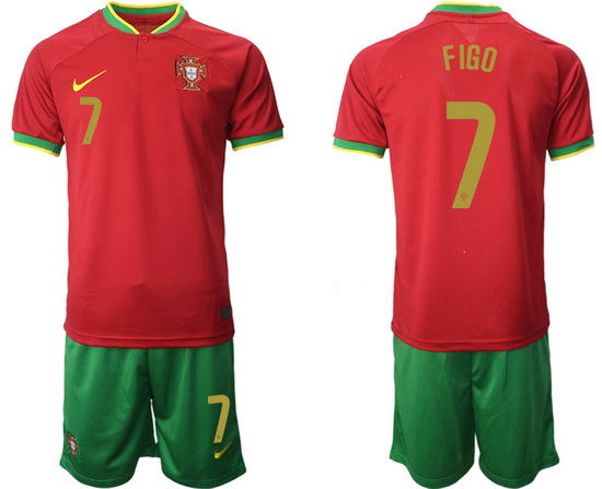 Portugal 2022 World Cup Soccer Jersey #7 FIGO RED