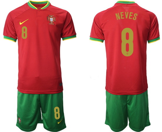 Portugal 2022 World Cup Soccer Jersey #8 NEVES RED