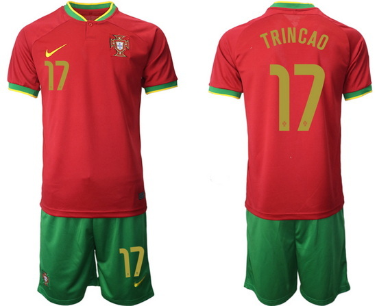 Portugal 2022 World Cup Soccer Jersey #17 TRINCAO RED