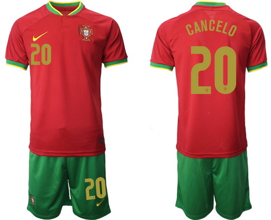 Portugal 2022 World Cup Soccer Jersey #20 CANCELO RED