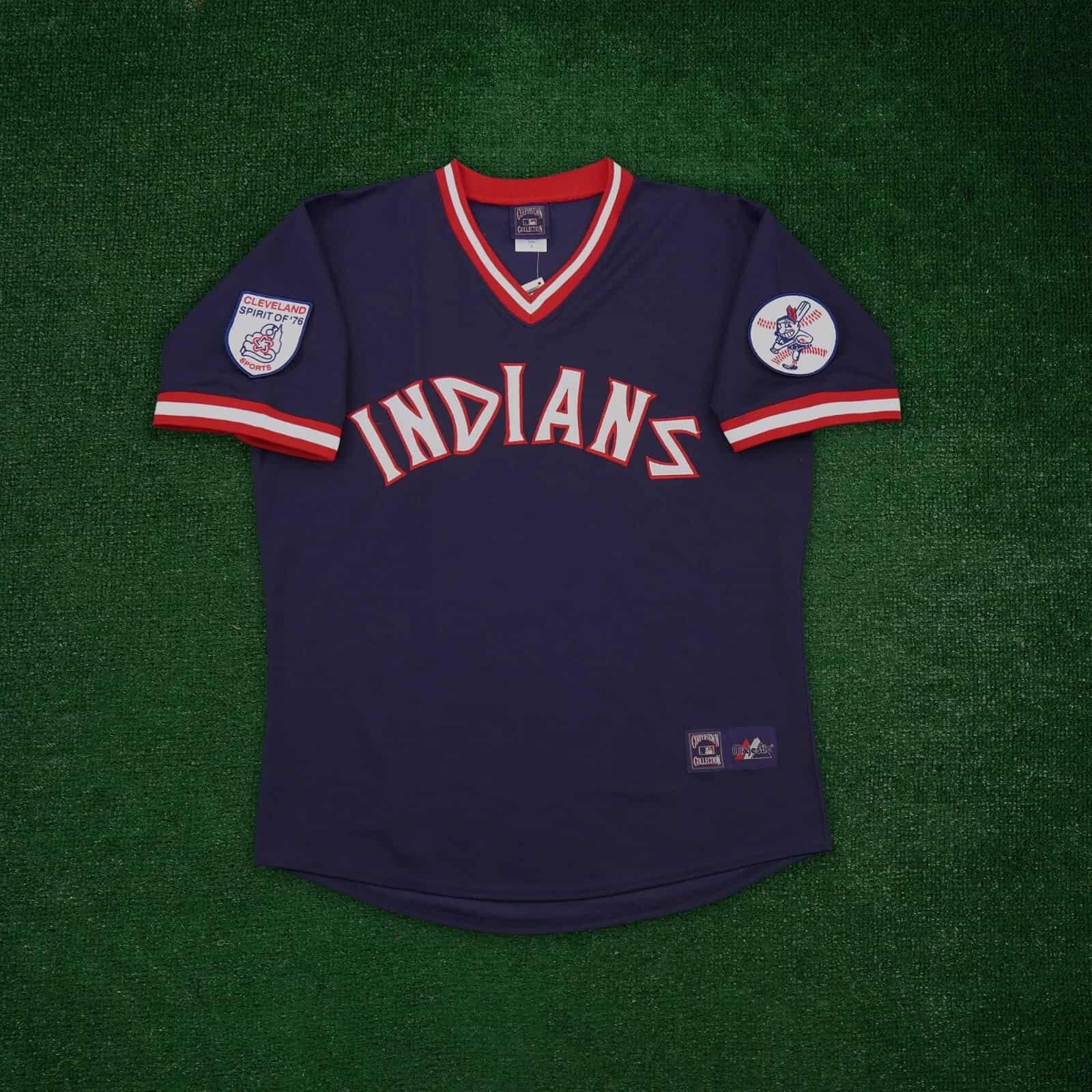 1976 Cleveland Indians Cooperstown Men's Navy Blue Jersey