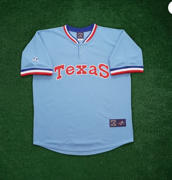 1976 Texas Rangers Cooperstown Men's Blue Road Throwback Jersey