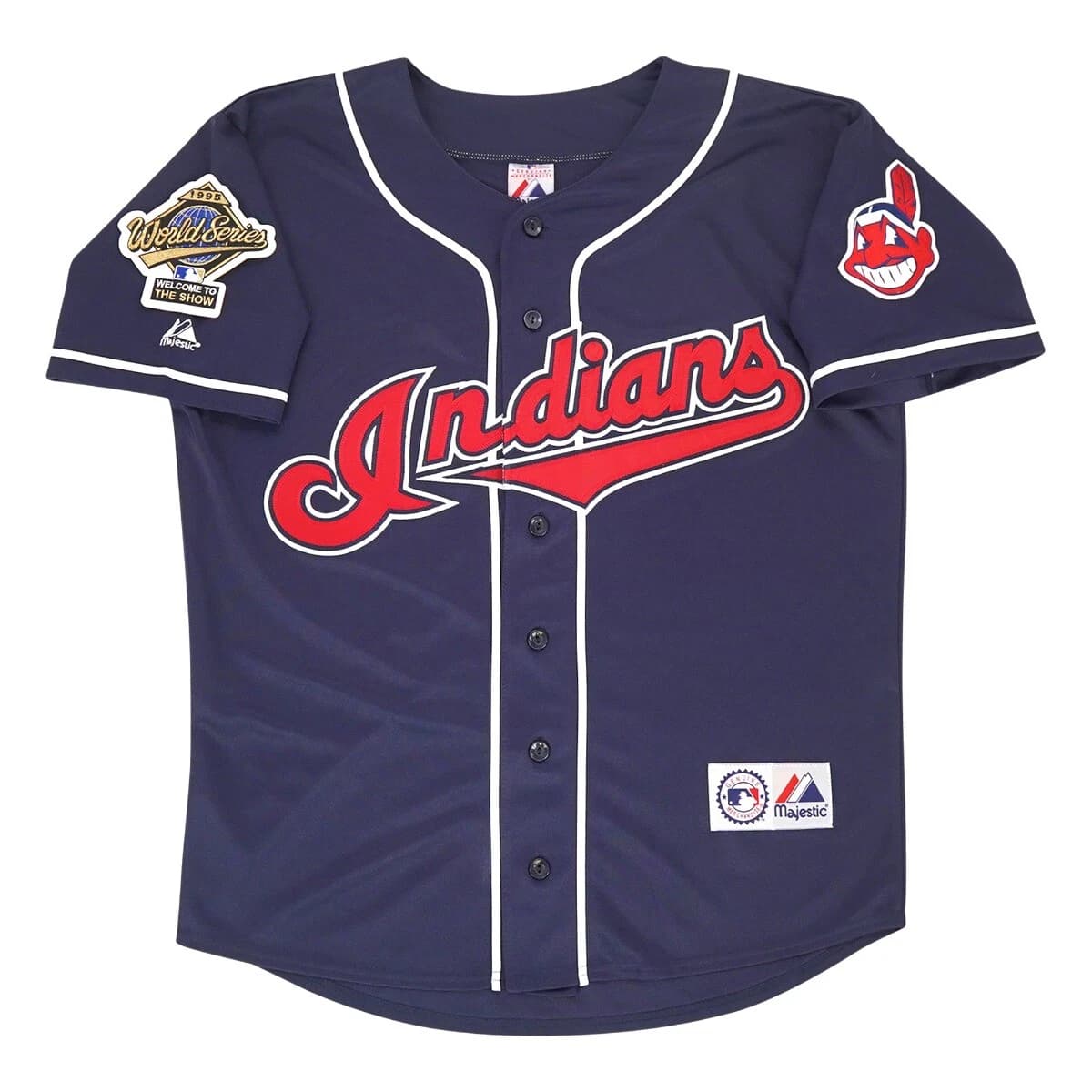 1995 Cleveland Indians Alt Navy Blue World Series Men's Jersey
