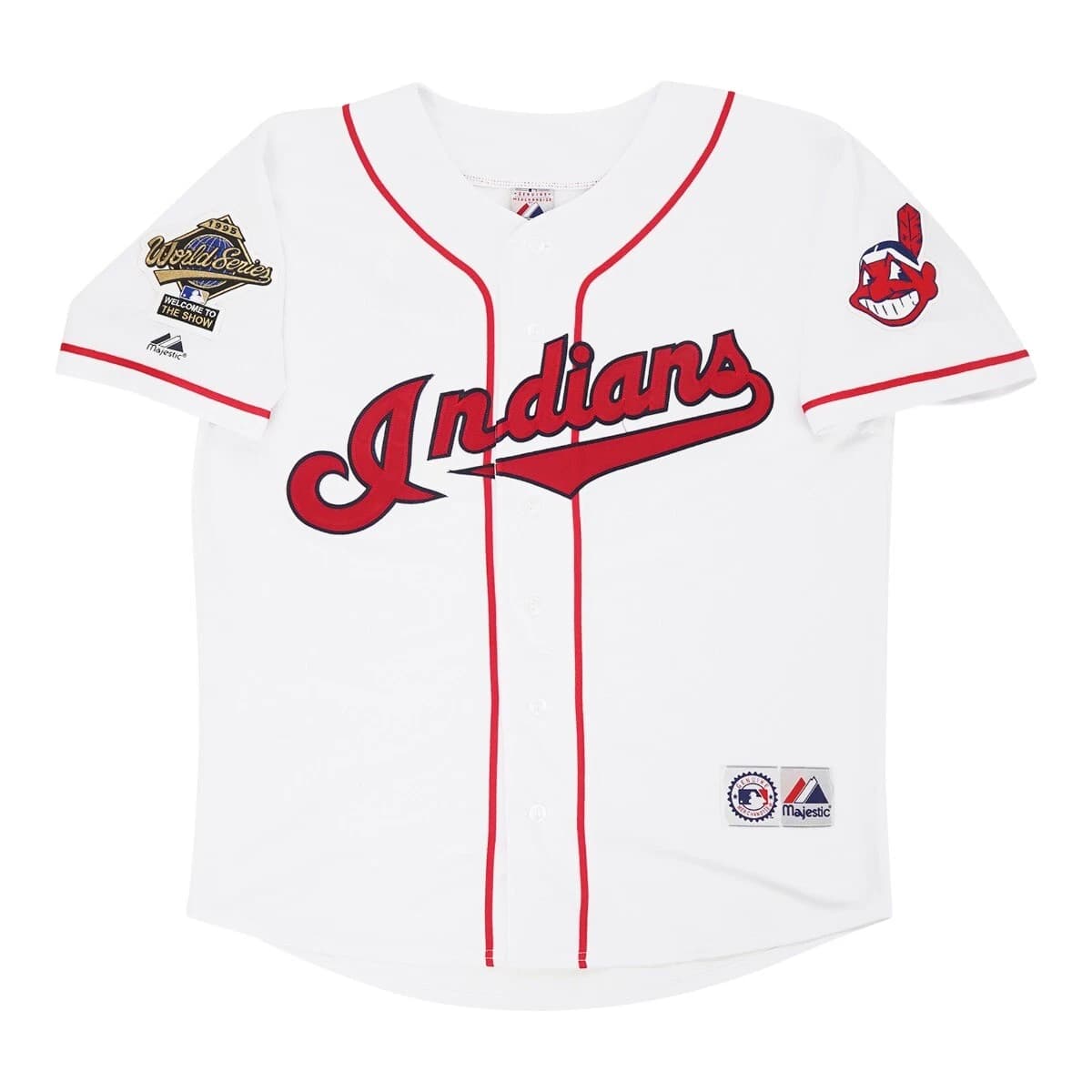 1995 Cleveland Indians Home White World Series Men's Jersey