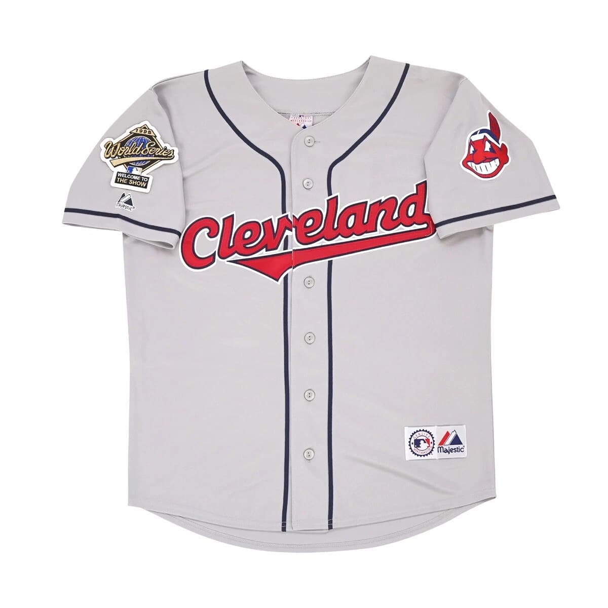 1995 Cleveland Indians World Series Grey Road Jersey Men