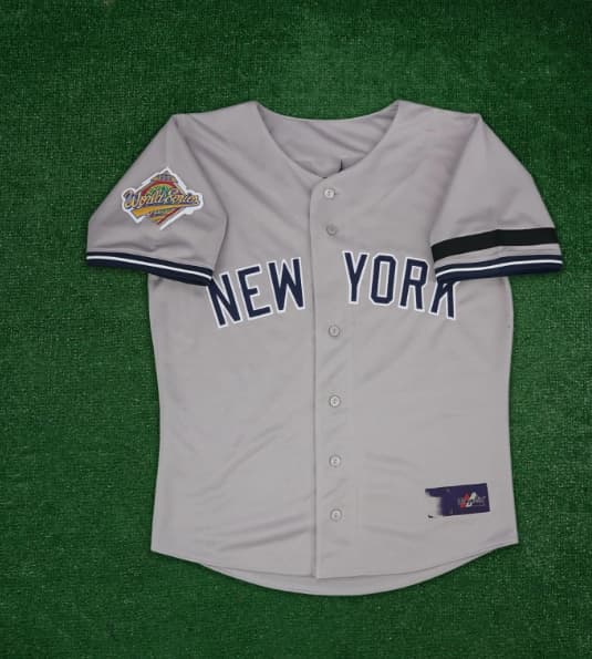 1996 New York Yankees Cooperstown  Men's Grey World Series Jersey