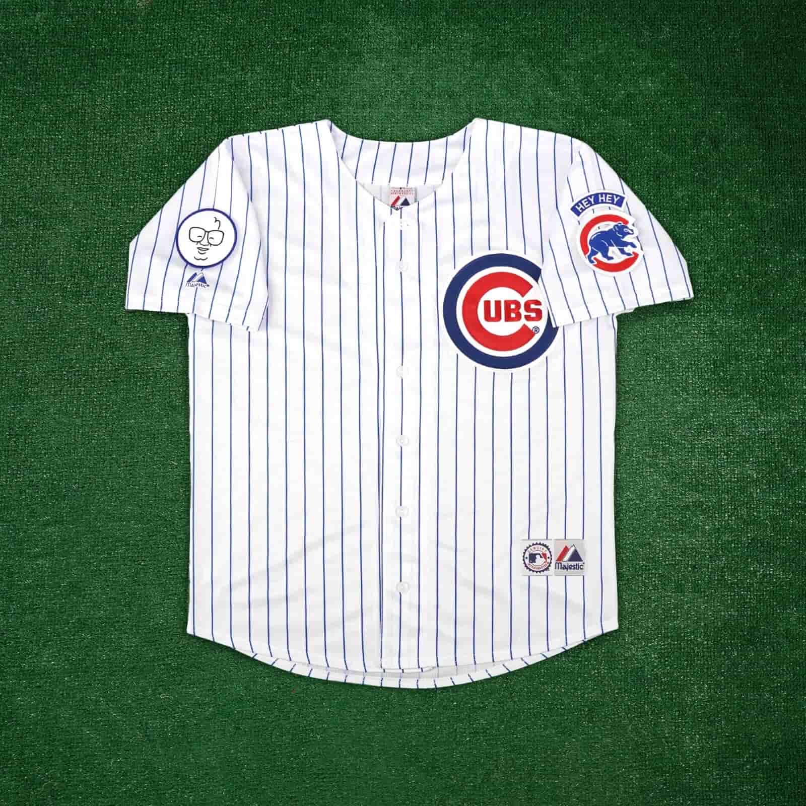 1998 Chicago Cubs Men's Home White Jersey w Harry Caray Patch