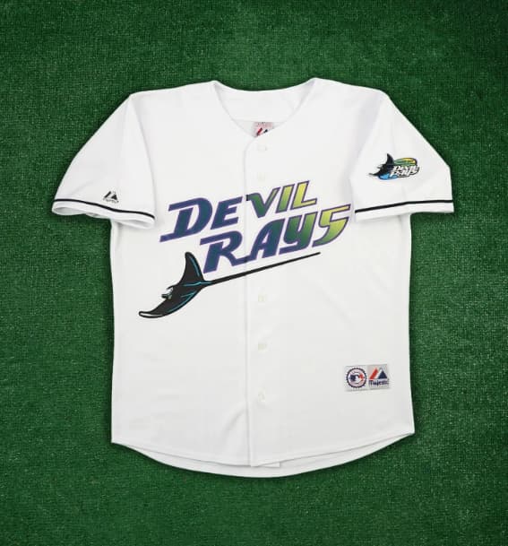1999 Tampa Bay Devil Rays Men's Home White Throwback  Jersey